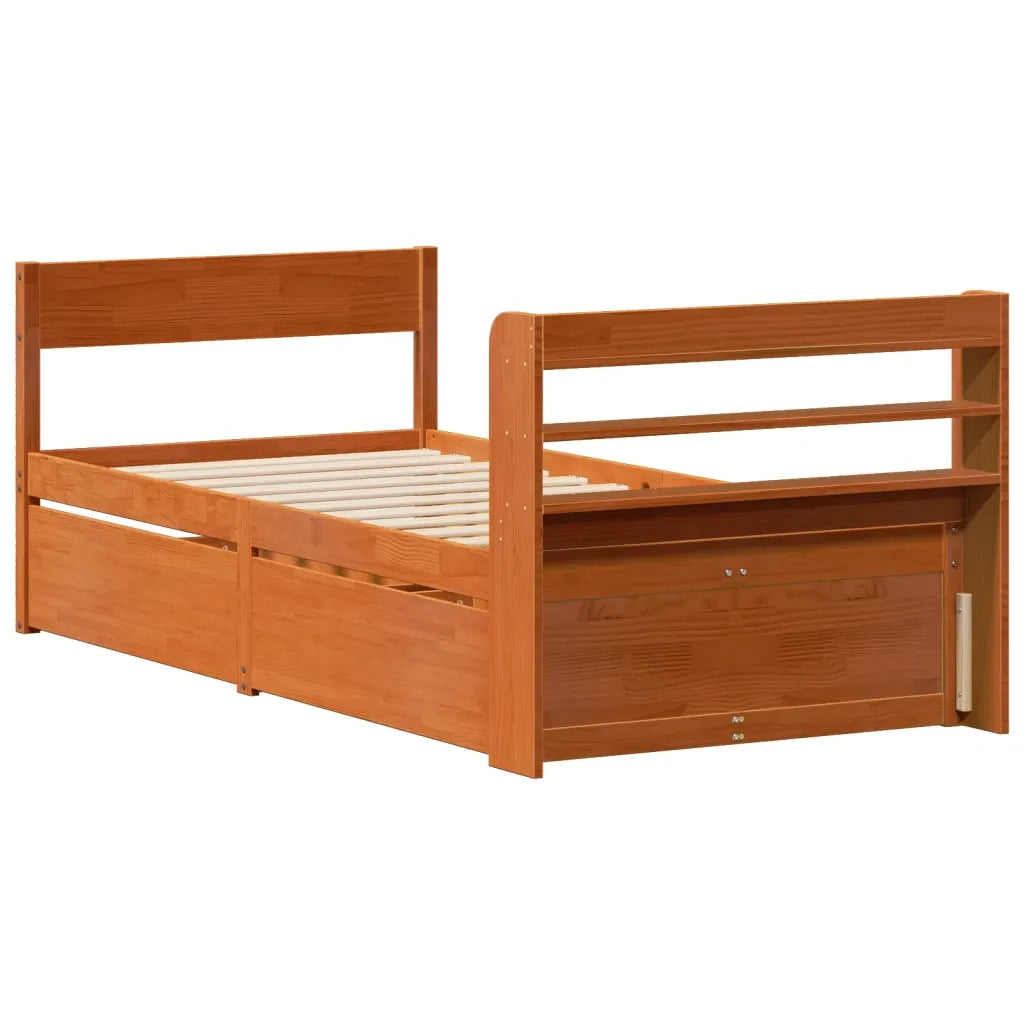 vidaXL Letto senza Materasso Marrone Cera 100x200 cm in Legno di Pino