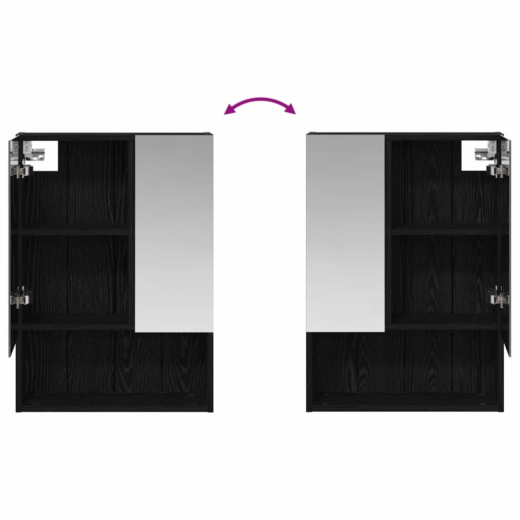 Mobiletto per specchio da bagno Rovere Nero 50 x 14,5 x 70 cm