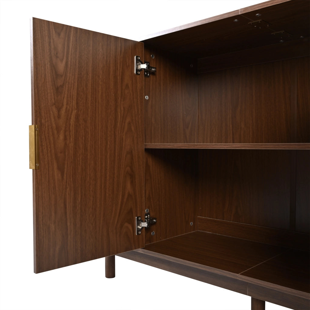 Credenza e madia con 2 ante scorrevoli, 3 vani e ripiano regolabile, per soggiorno, in MDF, noce, 140 × 40 × 88 cm