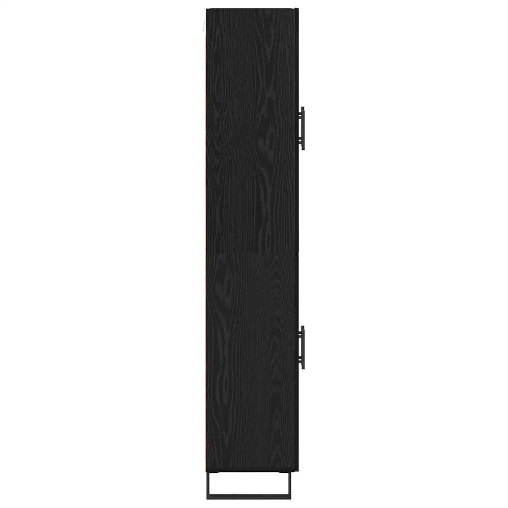 Credenza 2 pcs Rovere Nero Legno Stratificato e Vetro 3403197