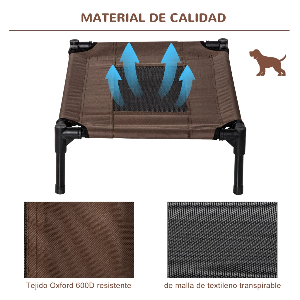Letto per Cani Gatti Portatile con Zona a Maglia ¨C Zephmum ¨C 61x46x18 cm Marrone