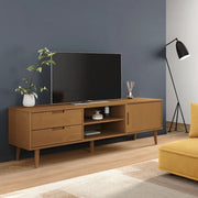 Mobile TV-Credenza per TV MOLDE Marrone 158x40x49 cm in Legno Massello di Pino