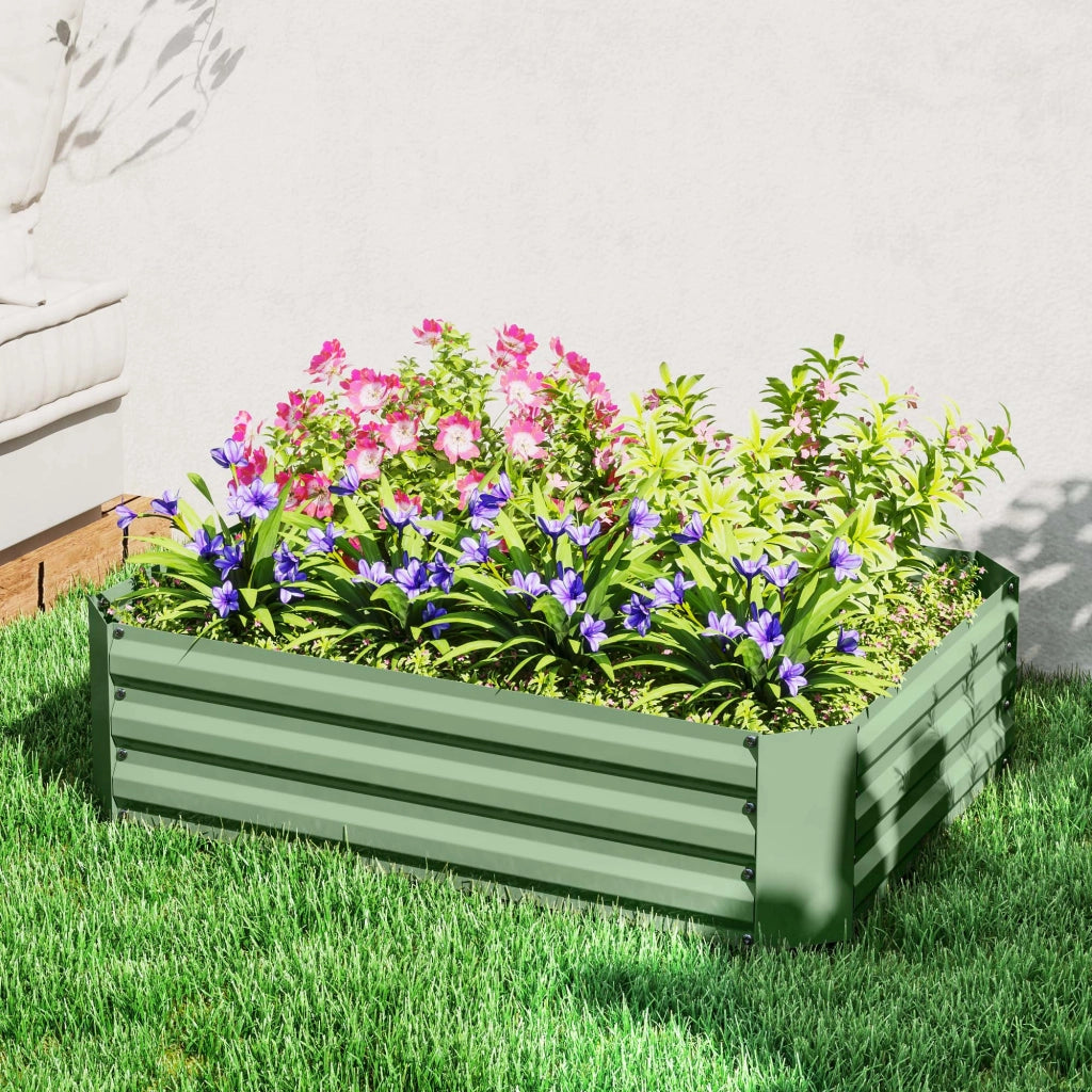 Hochbeet in acciaio zincato per giardino ¨C zephmum ¨C 120x90x30 cm verde scuro