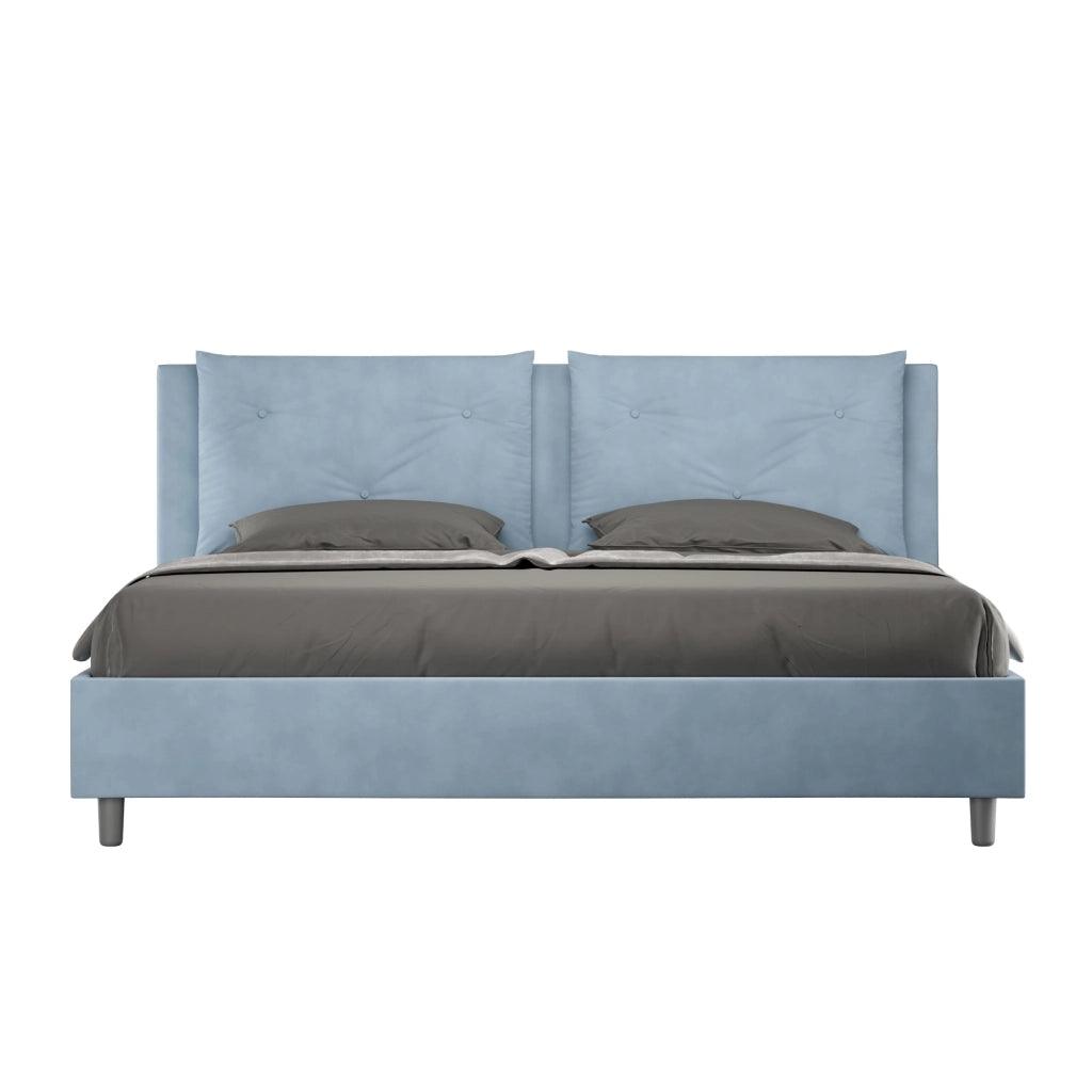 BS COM Letto contenitore imbottito 180x190 microfibra azzurro