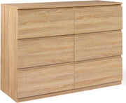 TOMI Cassettone a 6 cassetti da 110 cm in legno effetto faggio