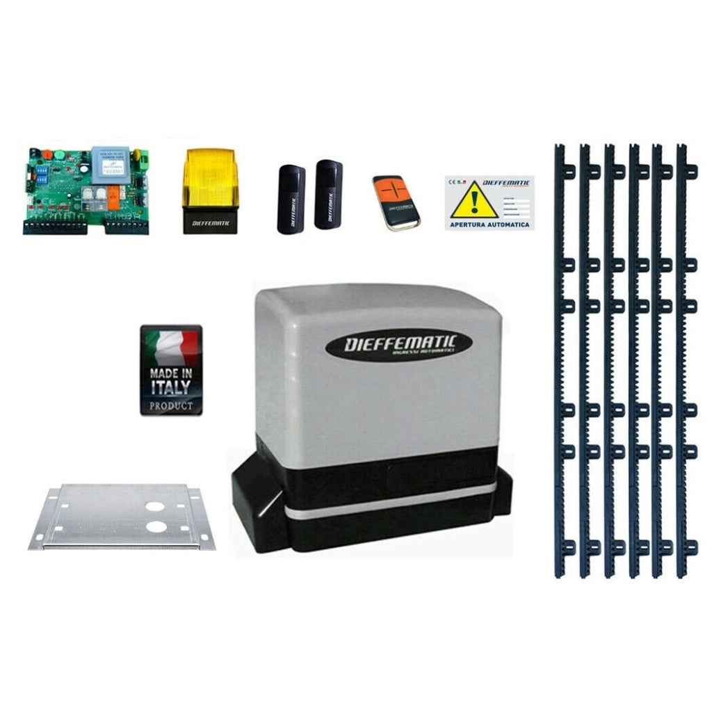 KIT MOTORE 900KG SCORREVOLE AUTOMATICO CON 6 MT CREMAGLIERA NYLON 230V KV9