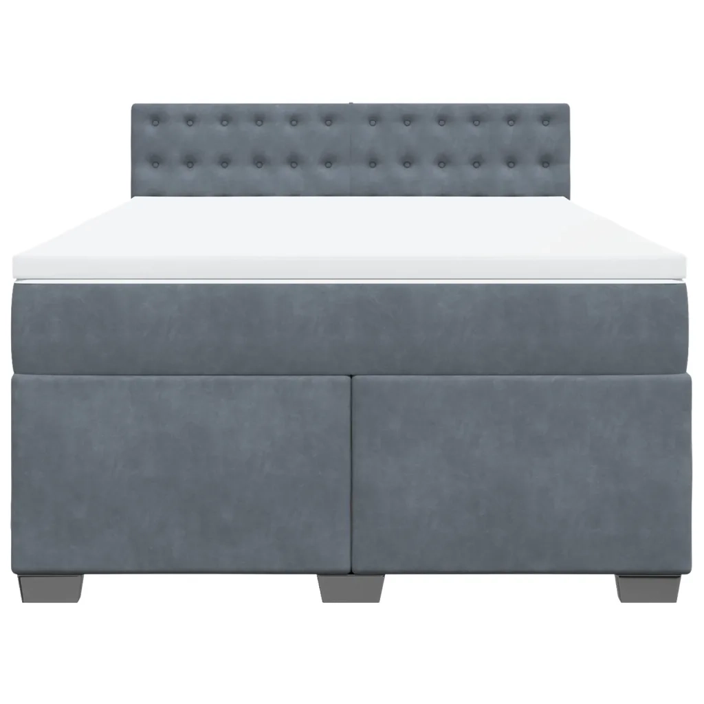 Giroletto a Molle con Materasso Grigio Scuro 140x190 cm Velluto