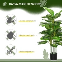 Pianta Artificiale Decorativa Alta 120 cm con Vaso Nero per Interni ed Esterni