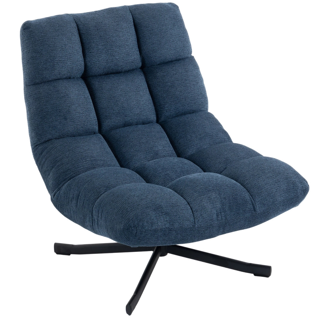 Poltrona girevole moderna ¨C Xylo ¨C tessuto blu scuro senza braccioli con gambe in metallo