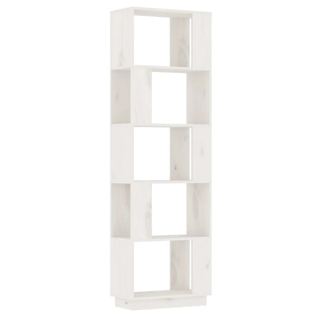 Libreria Divisorio-Scaffale per Libri-Mobile di Stoccaggio Bianco 51x25x163,5 cm Legno Massello di Pino