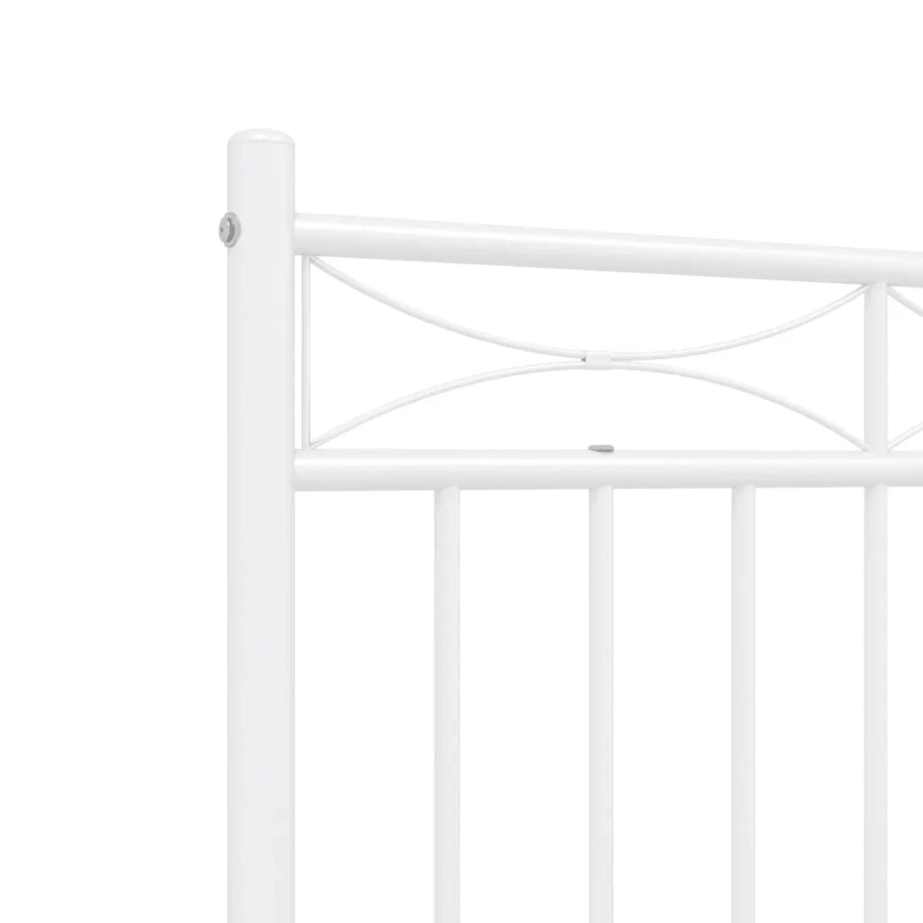 Giroletto con Testiera e Pediera Metallo Bianco 140x200 cm 373759
