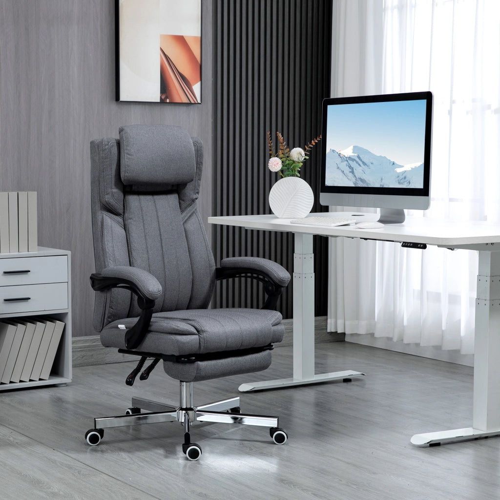 Sedia da ufficio girevole con schienale inclinabile e altezza regolabile ¨C zephmum ¨C grigio 65x61x105-113 cm