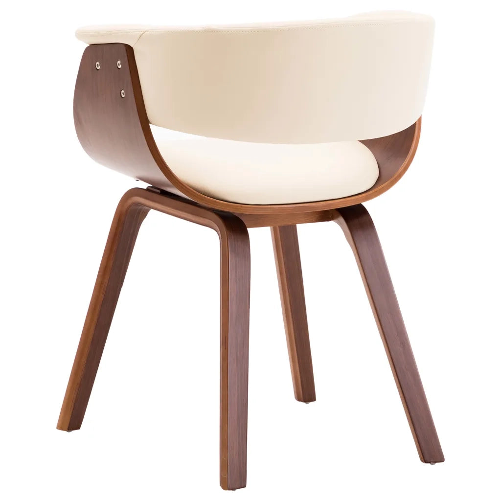 Sedie da Pranzo 2 pz in Legno Curvato e Similpelle Crema