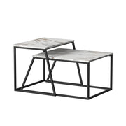 Vicco Tavolino da divano Nero/marmo-bianco 60 x 50 cm 2 parti