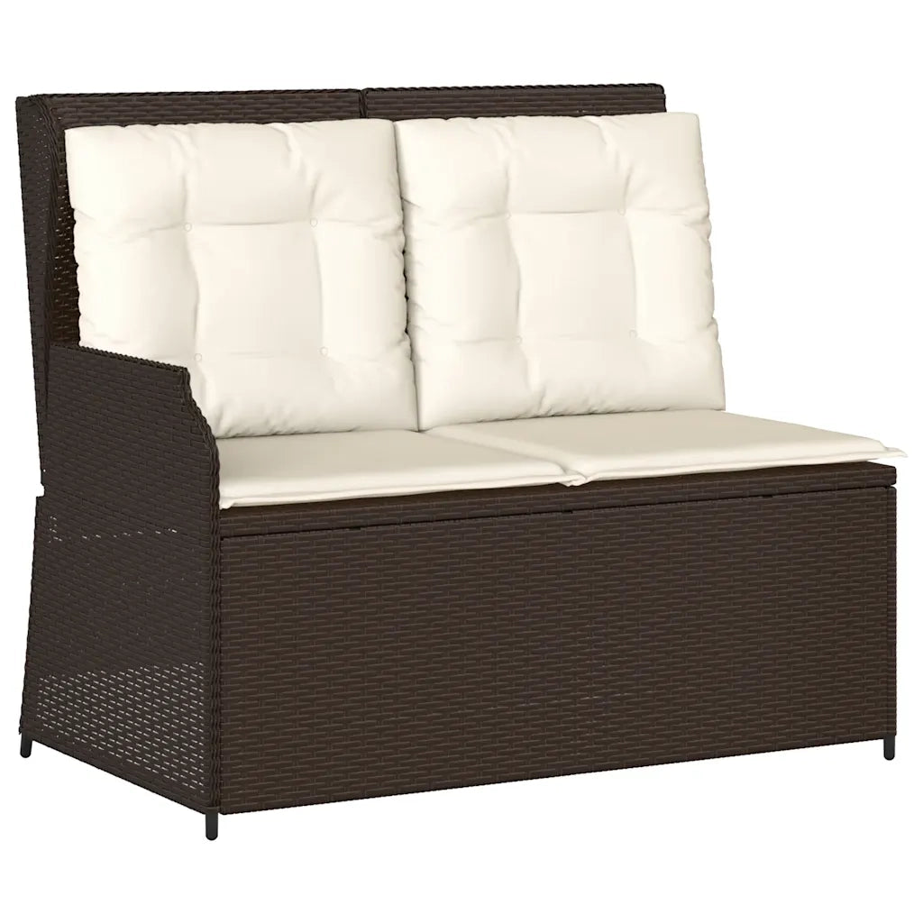 Panca Reclinabile da Giardino con Cuscini-Sgabello-Sedia da esterno Marrone in Polyrattan 485109