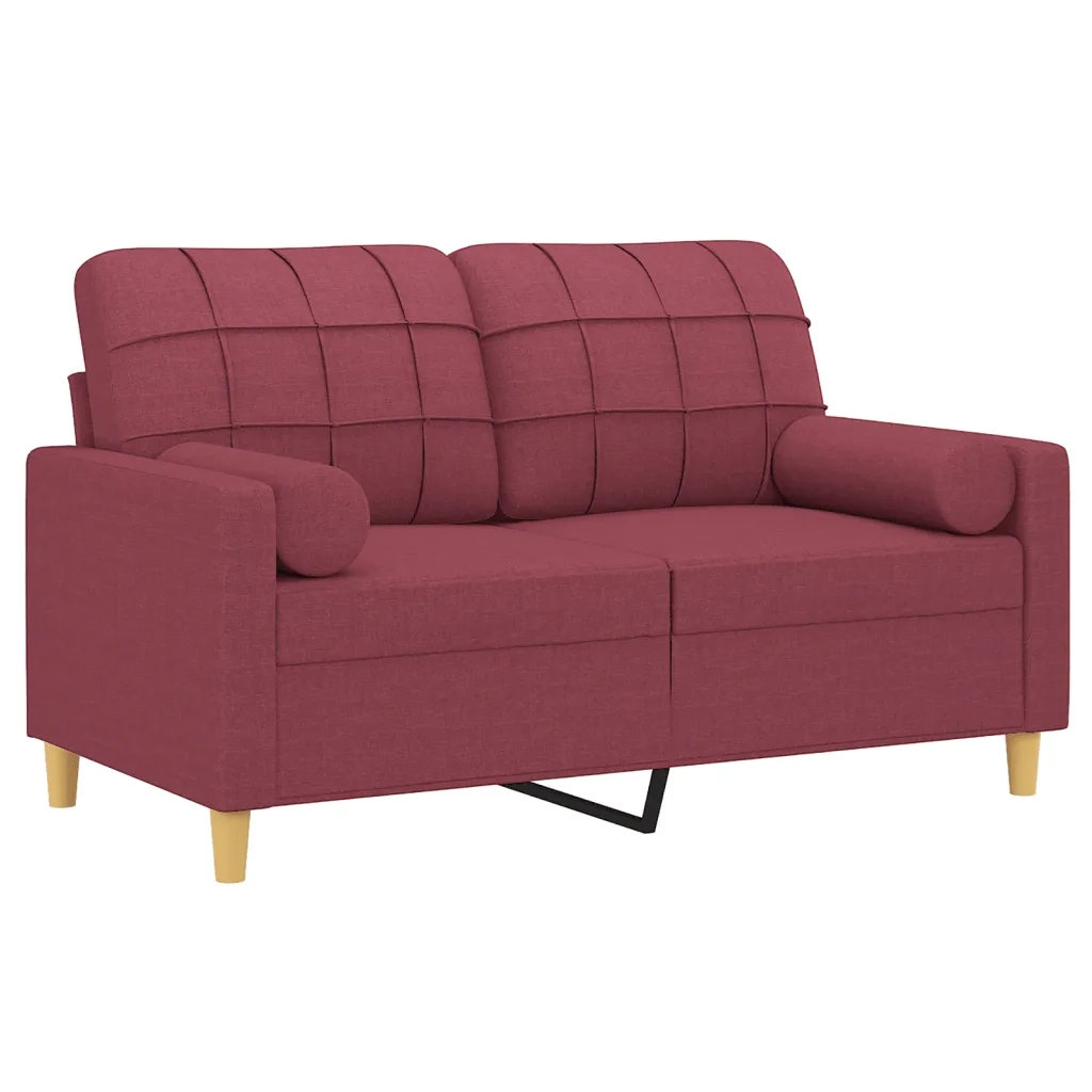 Divano a 2 Posti con Cuscini-Sofa 2 Posti con Cuscini Rosso Vino 120 cm in Tessuto 907160