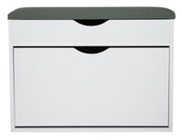 Scarpiera Panca con Scomparto e Cuscino 60x30x50 cm in PB e Carta Bianco