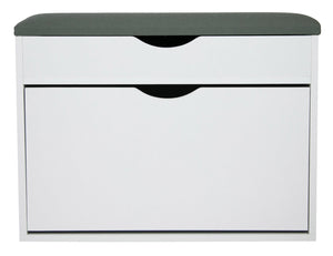 Scarpiera Panca con Scomparto e Cuscino 60x30x50 cm in PB e Carta Bianco