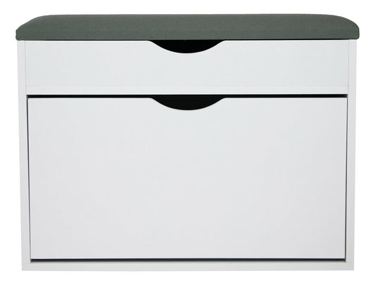 Scarpiera Panca con Scomparto e Cuscino 60x30x50 cm in PB e Carta Bianco