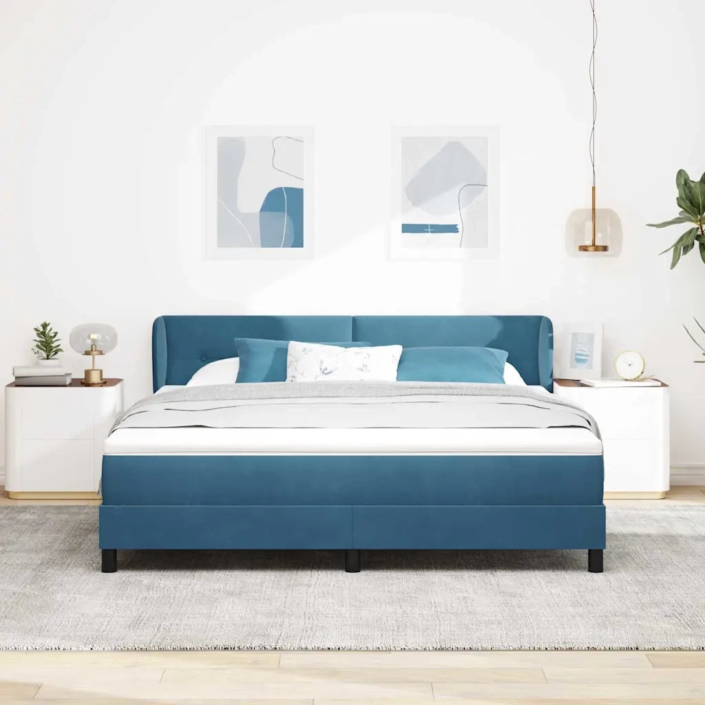 Letto a molle con testiera Blu scuro 180 x 200 cm Velluto 3340404