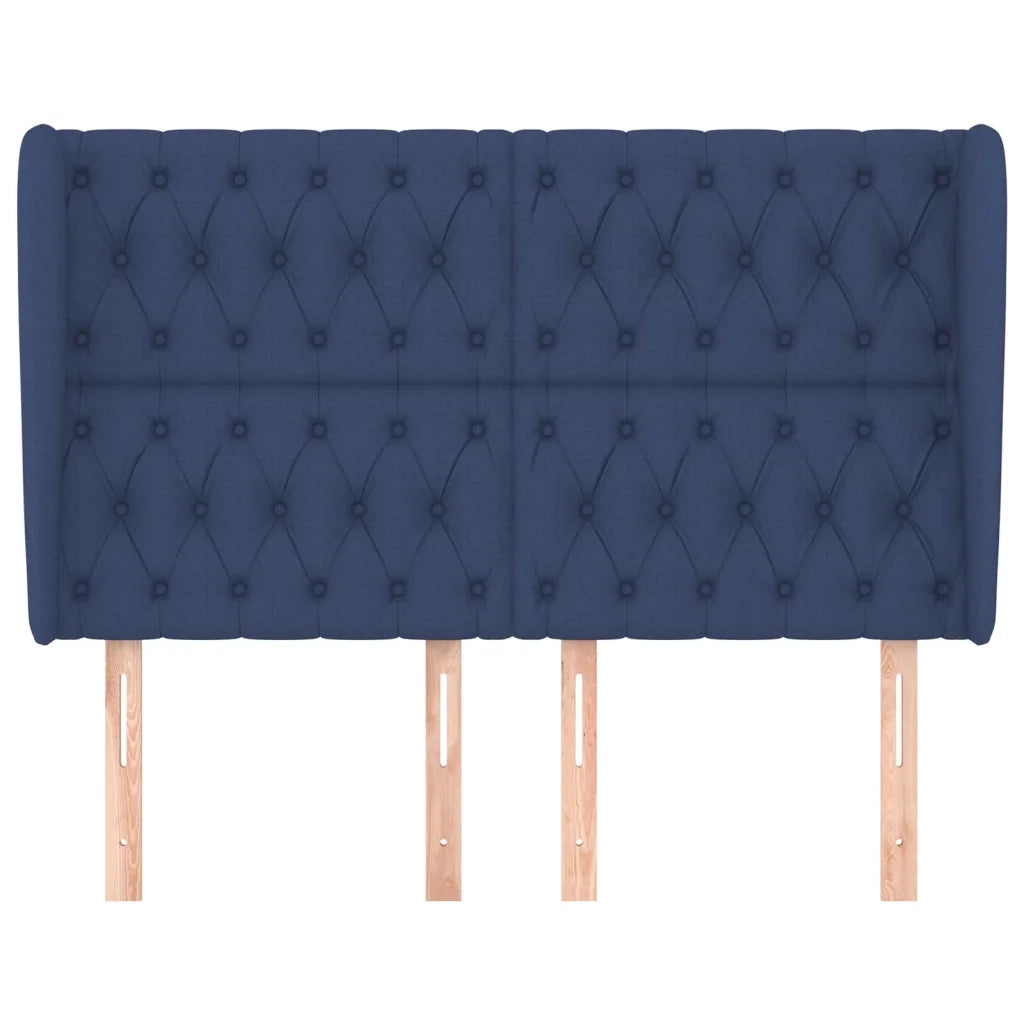 Testiera | Testata ad Orecchio Blu 147 x 23 x 118/128 cm in Tessuto
