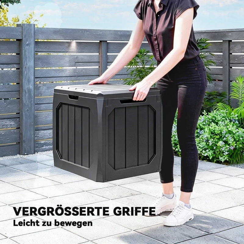 Contenitore da giardino in plastica da 121 litri, contenitore per esterni con maniglie, nero