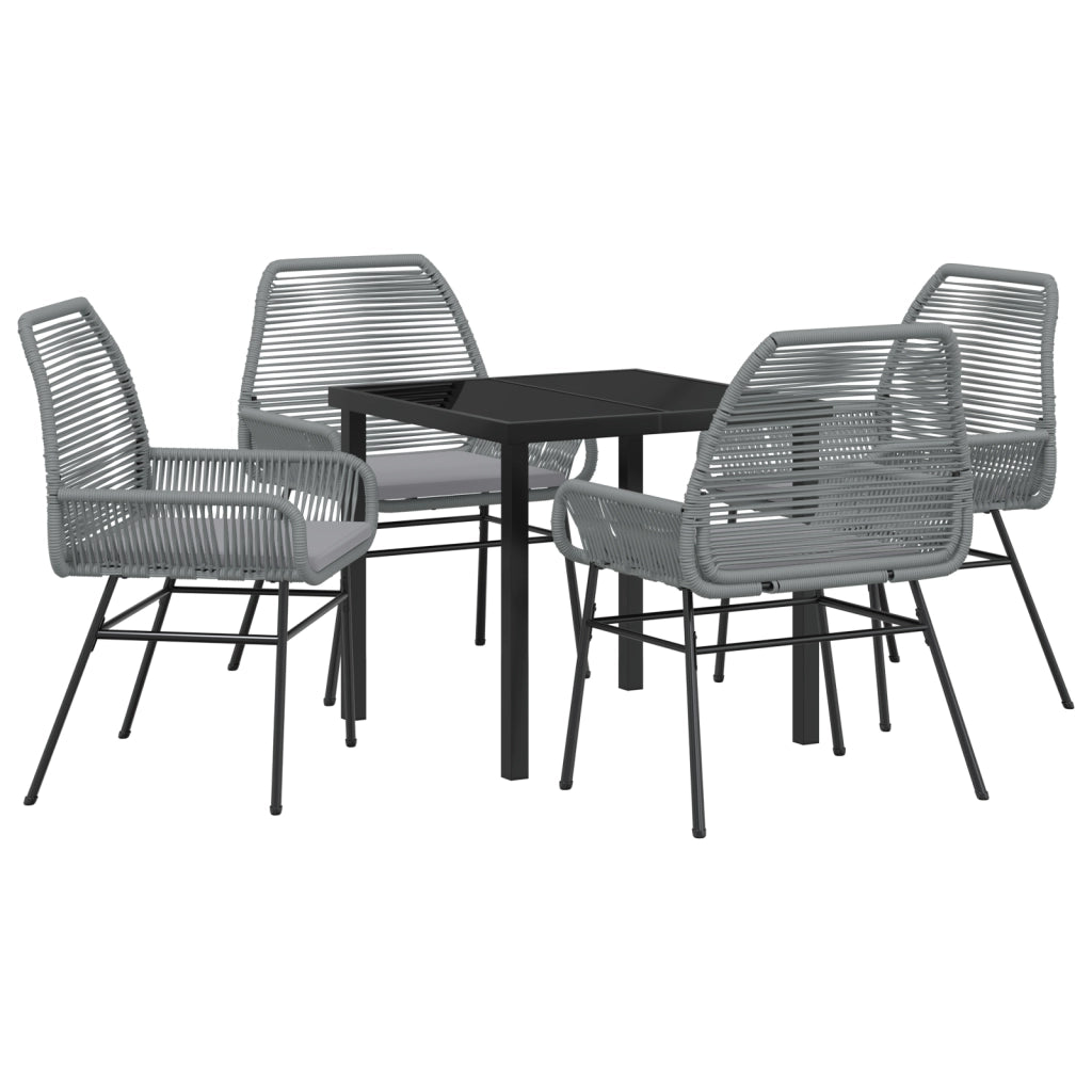 Set da pranzo da giardino 5 pezzi con cuscini grigio rattan polietilene
