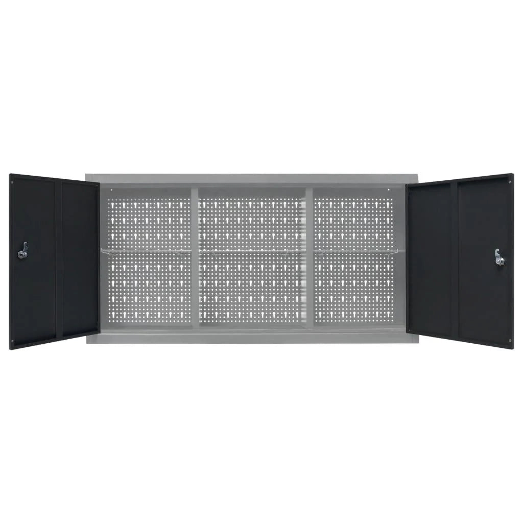 Armadio portautensili a parete armadio portaoggetti organizer per utensili contenitore per martelli e pinze metallo 120 cm grigio e nero 02_0003809