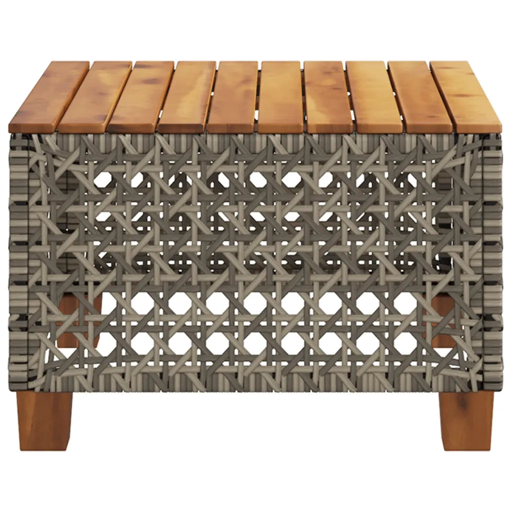 Tavolo da Giardino Grigio 55x55x36 cm Polyrattan e Legno Acacia