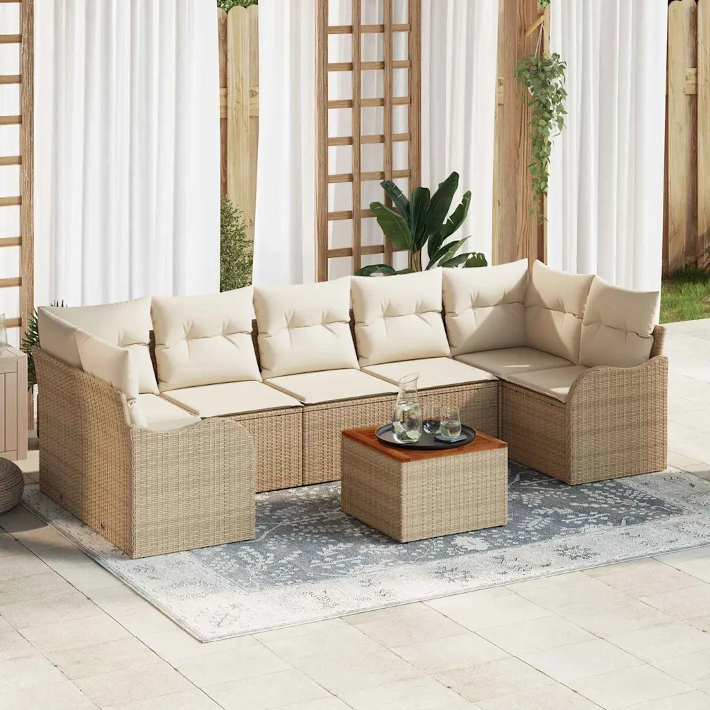 Set Divano da Giardino 8 pcs Beige e Crema polyrattan 3356090