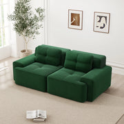 Divano modulare in corduroy verde con seduta profonda 204x104x69 cm