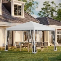 Gazebo Pop-up, Pergola Pieghevole, Stile Coloniale, 3 x 3 m, 4 Zanzariere, con Sacca da Trasporto, Crema