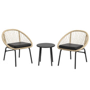 Set di mobili da giardino in rattan composto da 3 pezzi, set di mobili da balcone con tavolino e 2 sedie, set di sedute con cuscini, resistente alle