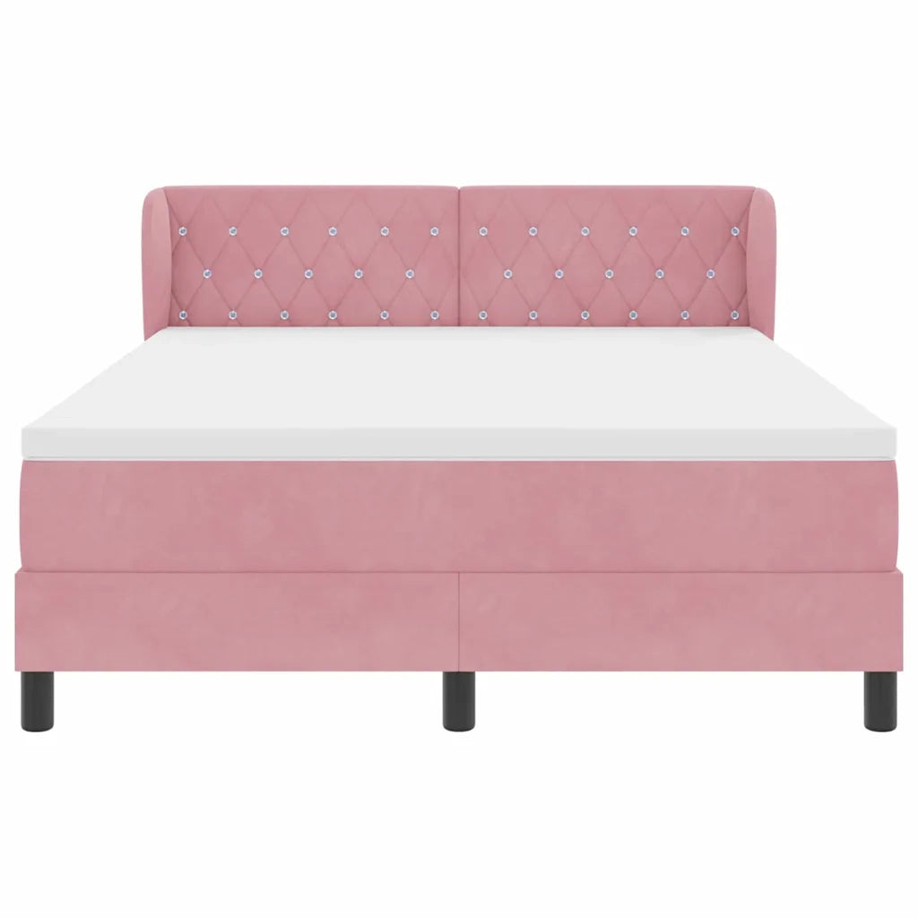 Letto a molle con testiera Rosa 140 x 190 cm Velluto 3340333