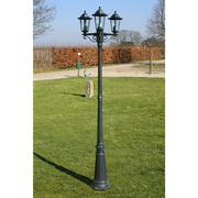 Lampione da Giardino 3 Bracci 215 cm Verde Scuro/Nero Alluminio 40246