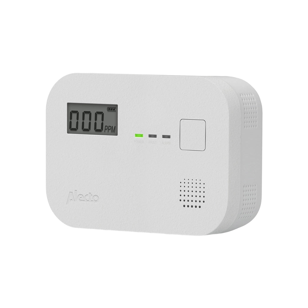 Rilevatore Monossido di Carbonio Allarme Potente 85dB e Schermo LED Bianco Alecto