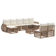 Set Divano da Giardino 10 pcs Beige e Bianco Crema polyrattan