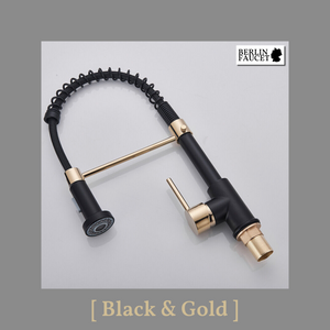 Bernd | Rubinetto Flessibile Catering Black Gold |da cucina in acciaio inossidabile|miscelatore può essere ruotato  360 gradi Alta pressione 2 porte