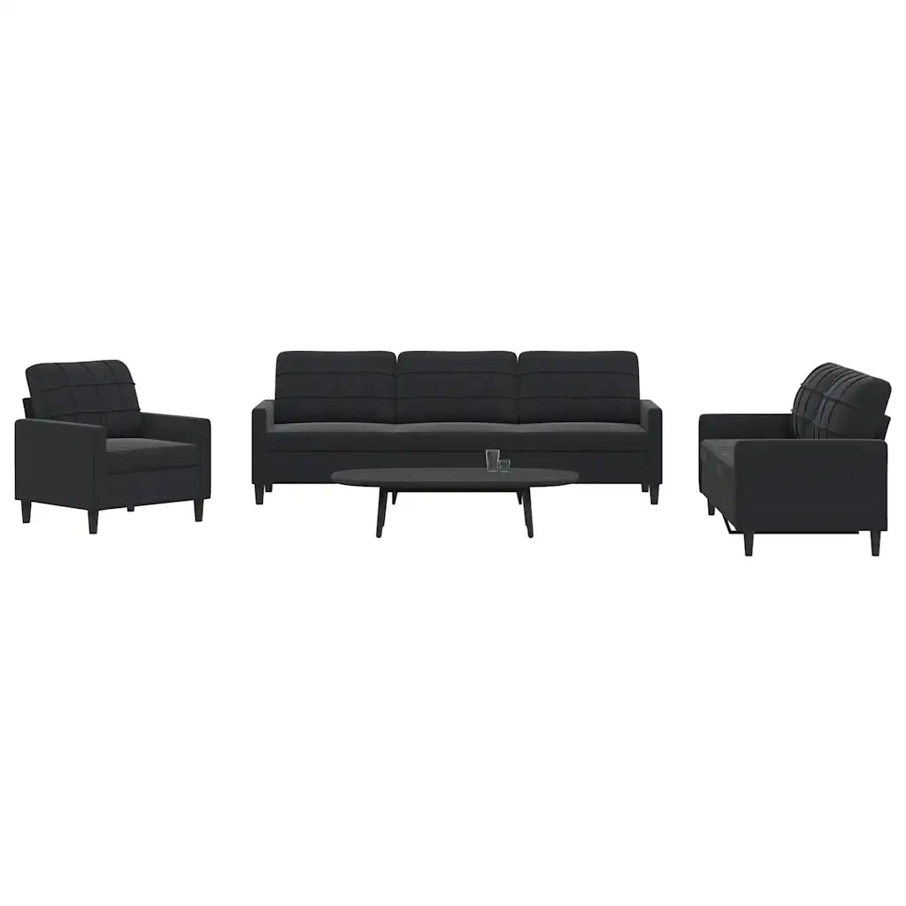 Set di Divani 4 pz con Cuscini Nero in Velluto