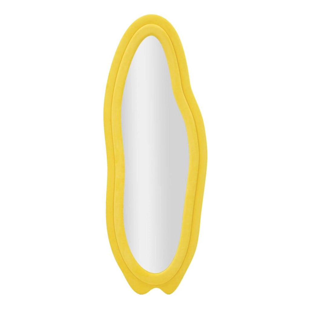 Specchio Brione, Specchiera, Articolo d'arredo a muro, Decorazione con specchio, 40x4 h160 cm, Giallo