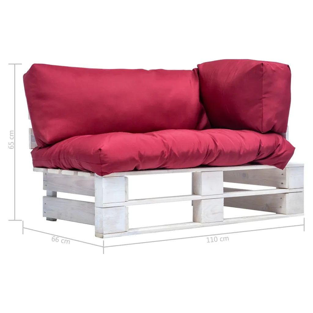 Divano da Giardino a Pallet con Cuscini Rossi in Legno Pino 277382