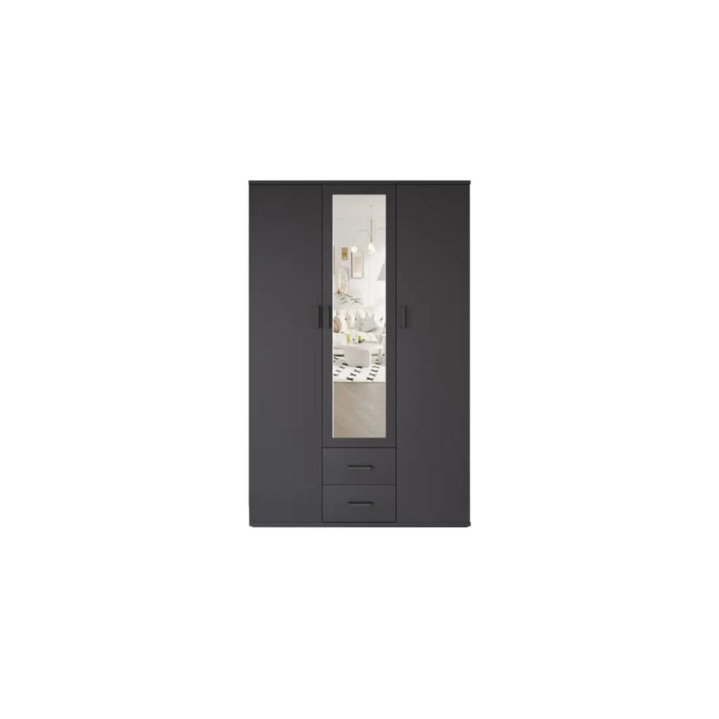 Armadio TOM – 3 porte – Colore grigio antracite – Guardaroba + scaffali – L120 cm – Design