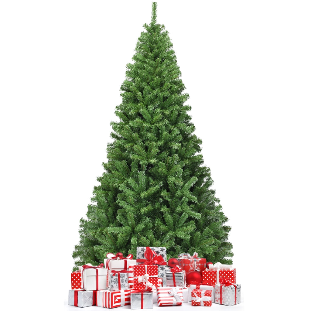 Albero di Natale con aghi in PVC struttura con cerniere base di metallo, Albero di Natale non illuminato 225cm-Alberi di Natale