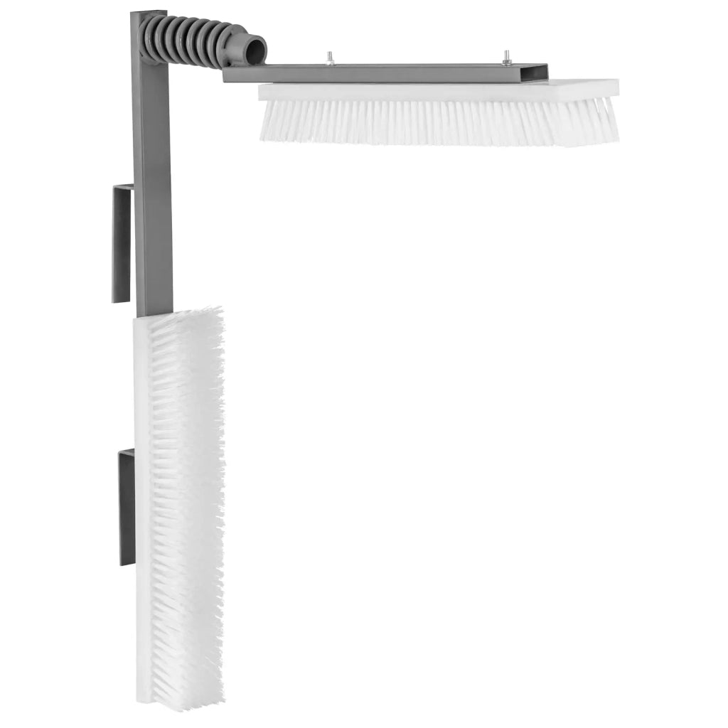 Spazzola per mucche con 2 teste 50 x 10 cm per uso interno ed esterno con molla in legno e ferro grigia 14_0008438
