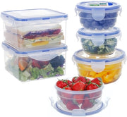 Set di 6 contenitori alimentari in plastica con coperchi 0,3L 0,6L 1,25L contenitori per congelazione BPA liberi, contenitore per sandwich, ripiegabile, ermetico, resistente a lavastoviglie, forno a microonde e congelatore (blu)