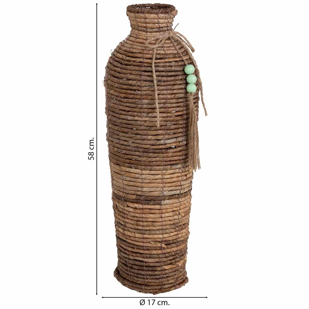 Vaso in foglia di banano naturale marrone, D17x58h cm