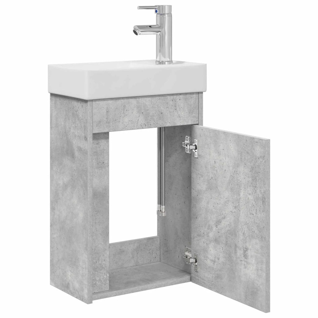 Mobile bagno con rubinetto Grigio Cemento 40,5 x 22,5 x 62 cm 889524