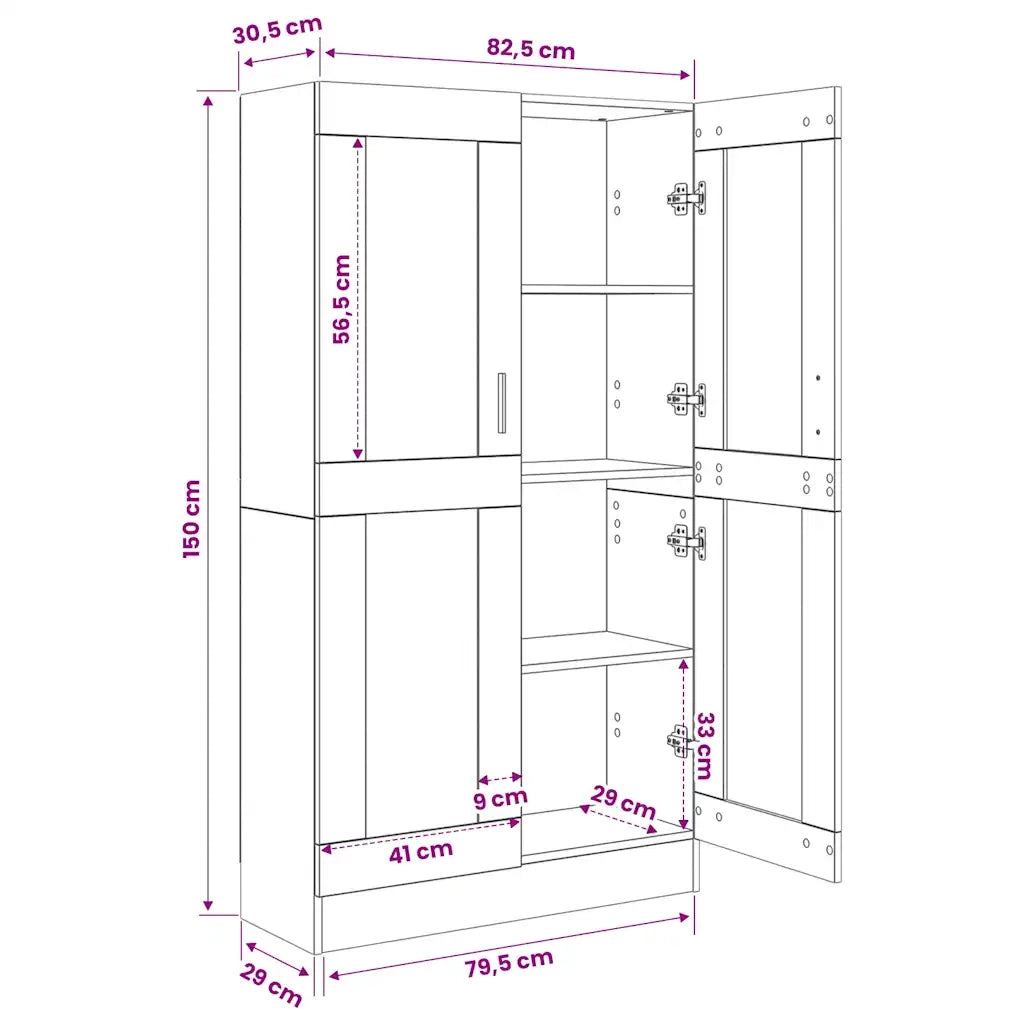 Libreria Rovere Fumo 82,5x30,5x150 cm in Legno Multistrato