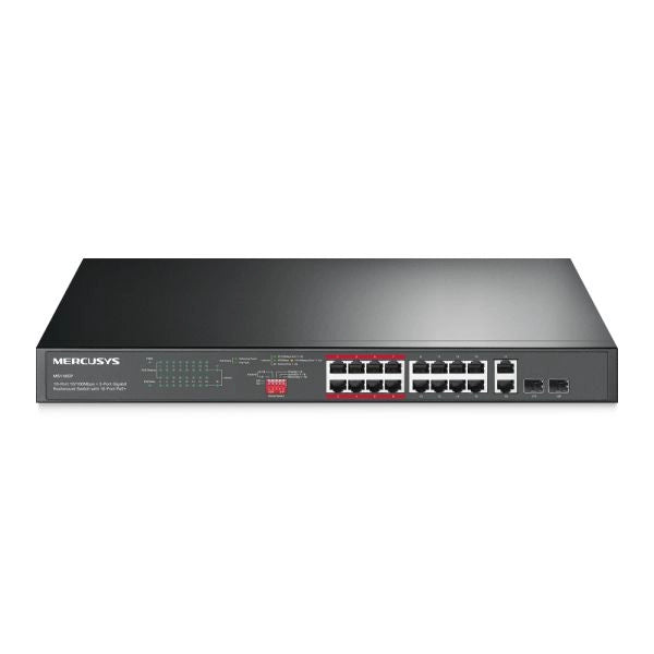 Switch 18p di cui 16p 10/100mbps 2p gigabit  rack. mercusys ms118cp con 16p poe+ -  - alim.poe 190w