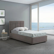 Letto singolo con contenitore Napoli tessuto colore tortora